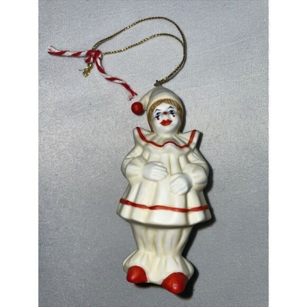 1986 Enesco Bisque Clown Ornament 3.5"
